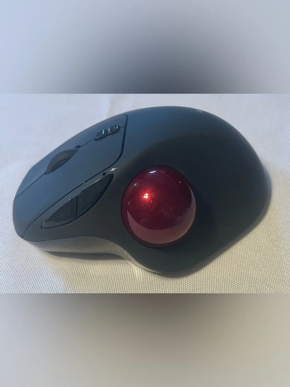Perixx Permice-717 Wireless Ergonomic Trackball Mouse - Black with Red Trackball